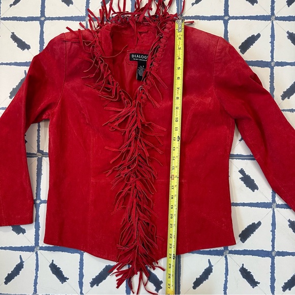 Vintage red suede fringe jacket - sz small - Picture 4 of 10